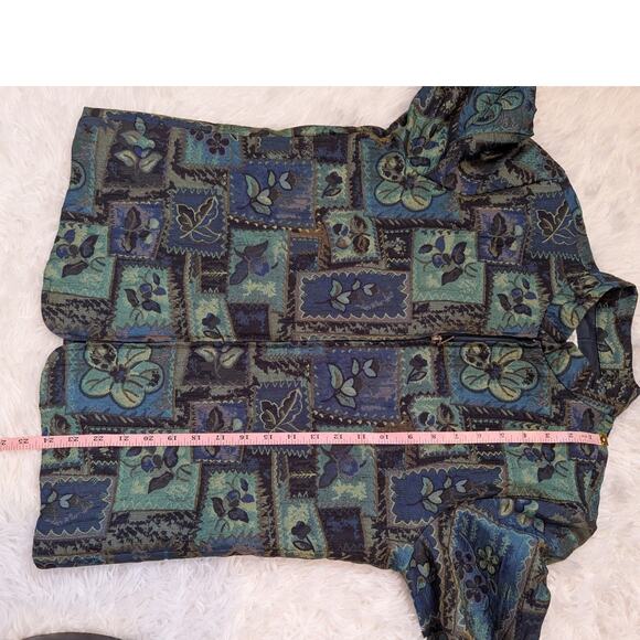 Vintage 90s Coldwater Creek Floral Tapestry Jacket Blue Green Zip Up - Picture 8 of 16